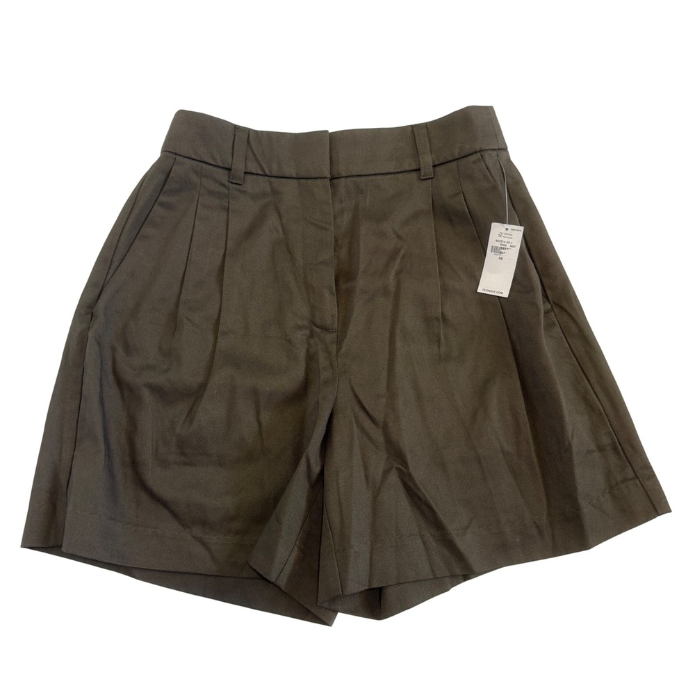 NWT Old Navy Taylor Trouser Shorts Extra High Rise Reishi Green/Brown XS